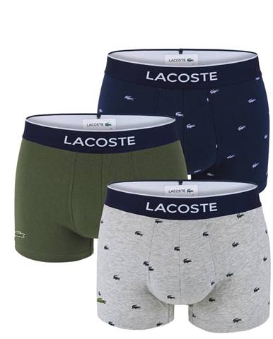 LACOSTE -  ultra comfortable stretch cotton army green logo boxerky-M (83 - 89 cm)