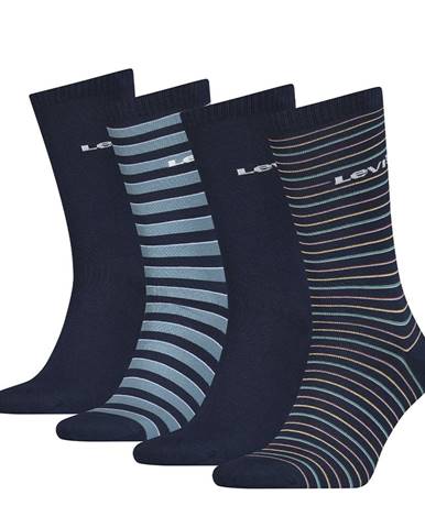 LEVI`S - 4PACK  regular cut stripes blue denim ponožky v darčekovom balení-39-42