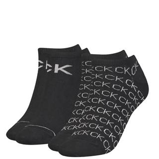 CALVIN KLEIN - 2PACK repeat logo Callie čierne členkové ponožky-UNI