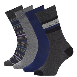 CALVIN KLEIN - 4PACK multipattern dark grey color pánske ponožky v darčekovom balení-UNI