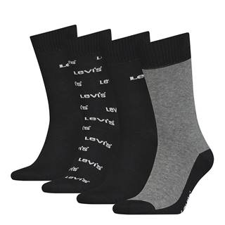 LEVI`S - 4PACK  regular cut logo black combo ponožky v darčekovom balení-39-42