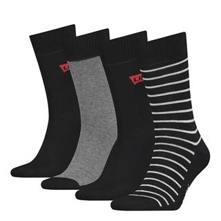 LEVI`S - 4PACK  regular cut stripes black ponožky v darčekovom balení-39-42