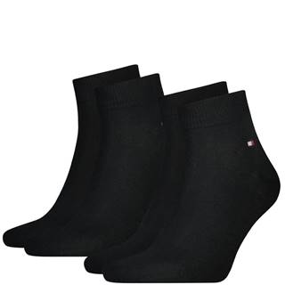 TOMMY HILFIGER - 2PACK black quarter pánske ponožky-39-42