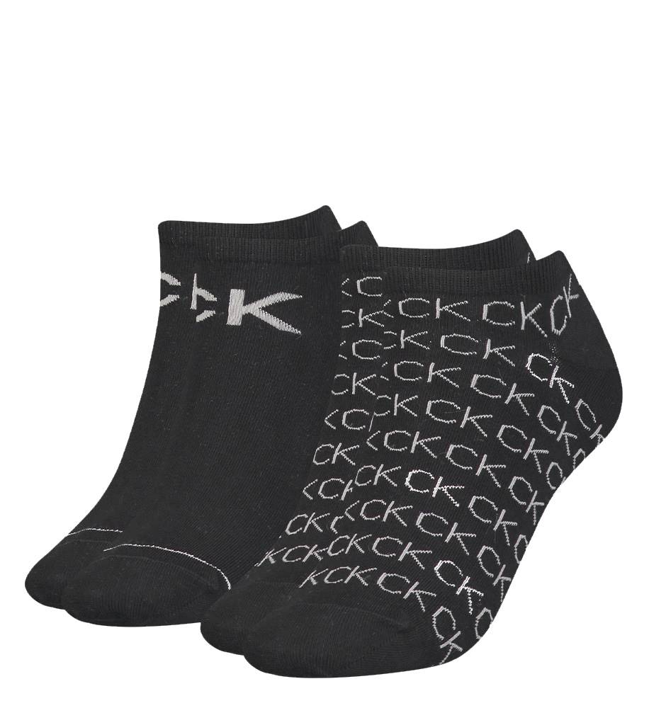 CALVIN KLEIN - 2PACK repeat logo Callie čierne členkové ponožky-UNI