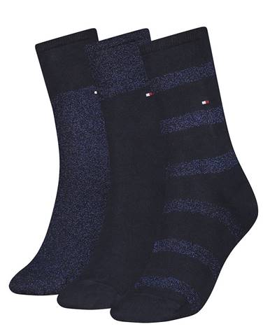 TOMMY HILFIGER - 3PACK sparkle navy dámske ponožky v darčekovom balení-35-38