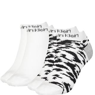 CALVIN KLEIN - 2PACK white leopard členkové ponožky-UNI