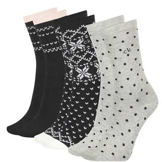 CALVIN KLEIN - 3PACK fair isle black combo ponožky v darčekovom balení-UNI