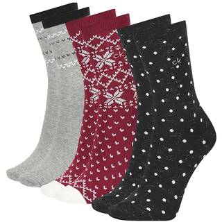 CALVIN KLEIN - 3PACK fair isle burgundy combo ponožky v darčekovom balení-UNI