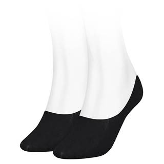TOMMY HILFIGER - 2PACK čierne neviditeľné ponožky s logom TH-35-38