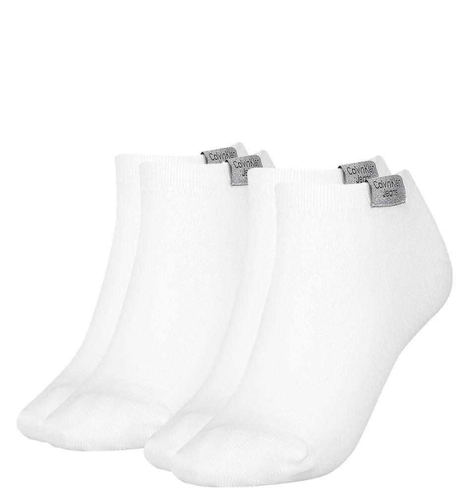 CALVIN KLEIN - 2PACK CK jeans white členkové ponožky z organickej bavlny-UNI