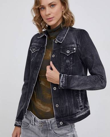 Rifľová bunda Pepe Jeans Thrift dámska, šedá farba, prechodná