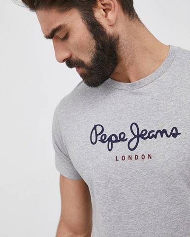 Bavlnené tričko Pepe Jeans Eggo šedá farba, melanžové