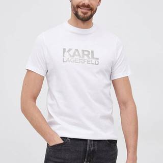 Bavlnené tričko Karl Lagerfeld biela farba, s nášivkou