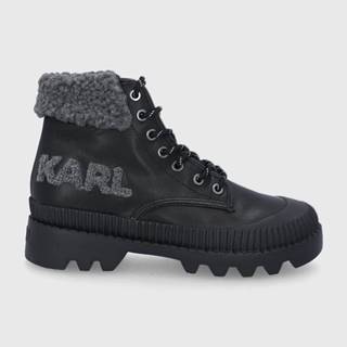 Topánky Karl Lagerfeld dámske, čierna farba, na plochom podpätku