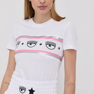Bavlnené tričko Chiara Ferragni biela farba,