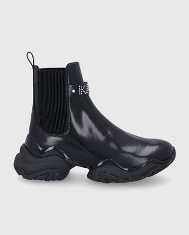 Kožené topánky chelsea Karl Lagerfeld Gemini dámske, čierna farba, na platforme