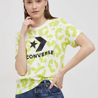 Bavlnené tričko Converse zelená farba