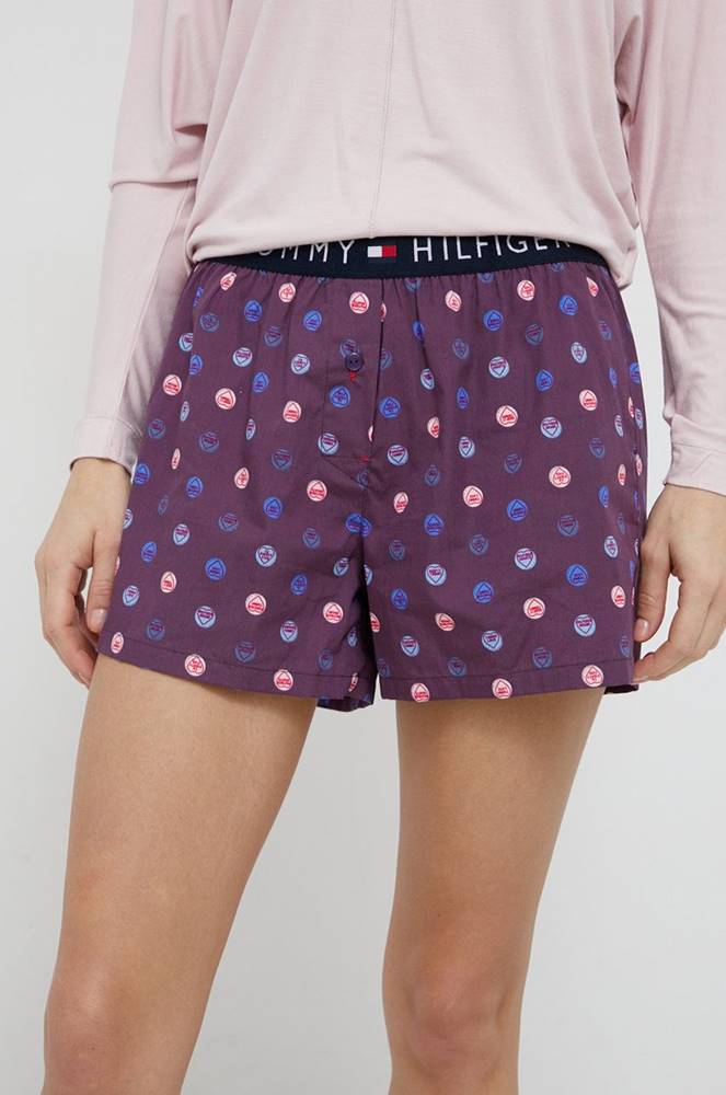 Pyžamové šortky Tommy Hilfiger dámske, fialová farba