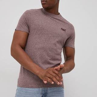 Bavlnené tričko Superdry fialová farba, melanžové