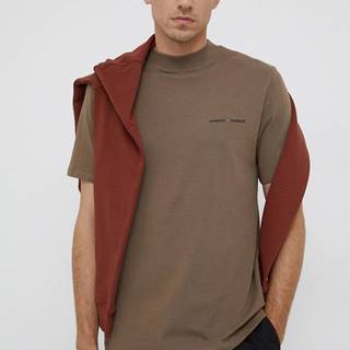 Bavlnené tričko Samsoe Samsoe hnedá farba, jednofarebné