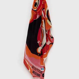 Hodvábna šatka Moschino červená farba, vzorovaná
