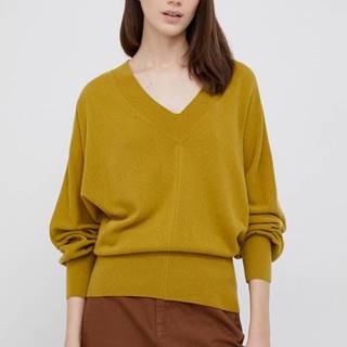 Vlnený sveter Sisley dámsky, žltá farba, ľahký