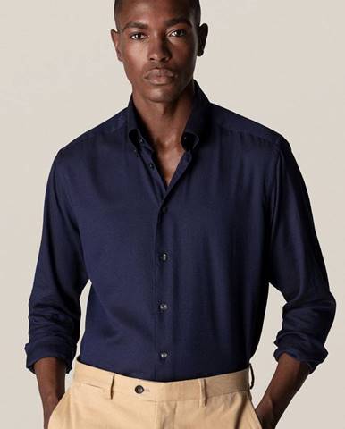 Bavlnená košeľa Eton pánska, tmavomodrá farba, regular, s golierom button-down