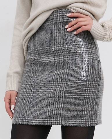 Vlnená sukňa Twinset šedá farba, mini, puzdrová