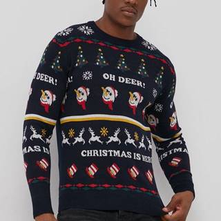 Bavlnený sveter Jack & Jones pánsky, tmavomodrá farba