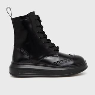 Kožené členkové topánky Karl Lagerfeld dámske, čierna farba, na platforme