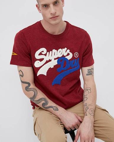 Tričko Superdry pánske, bordová farba, s nášivkou