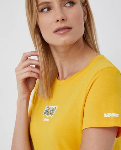 Bavlnené tričko Levi's žltá farba