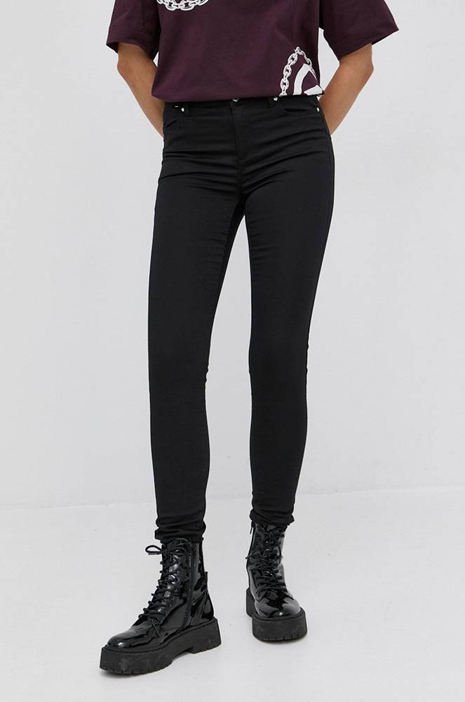 Nohavice Morgan dámske, čierna farba, priliehavé, stredne vysoký pás