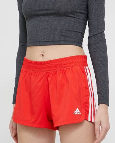 Športové krátke nohavice adidas Performance HD9588 dámske, červená farba, jednofarebné, vysoký pás