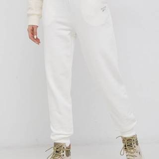 Bavlnené nohavice Reebok Classic HB8629 dámske, krémová farba, jednofarebné