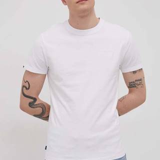 Bavlnené tričko Superdry biela farba, jednofarebné
