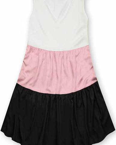 Letné šaty z viskózy biela/ružová/čierna
