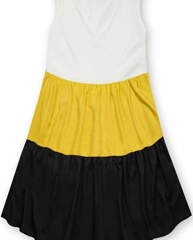 Letné šaty z viskózy biela/žltá/čierna