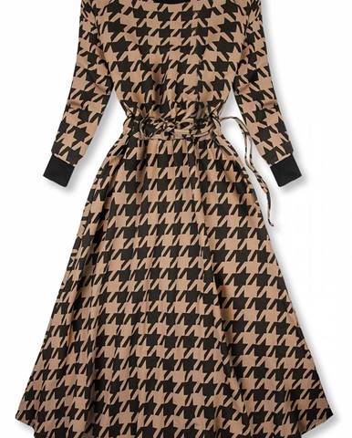 Hnedé maxi šaty s pepito vzorom