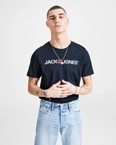 Modré tričko s potlačou Jack & Jones