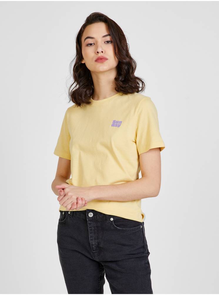 Tričká s krátkym rukávom pre ženy ONLY - žltá