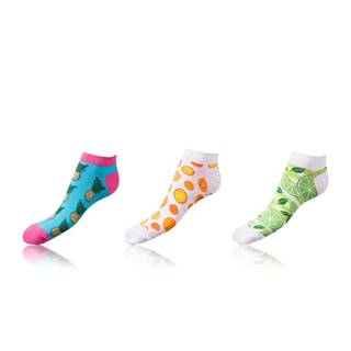Zábavné nízké crazy ponožky unisex v setu 3 páry - světle modrá - bílá - světle zelená