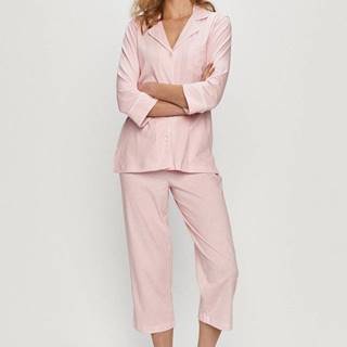 Bavlnené pyžamo Lauren Ralph Lauren ružová farba, bavlnené