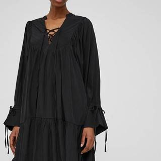 Košeľa Answear Lab dámska, čierna farba, voľný strih, so stojačikom
