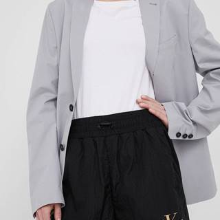 Šortky Calvin Klein Jeans dámske, čierna farba, s potlačou, stredne vysoký pás
