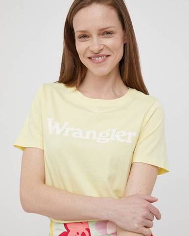 Bavlnené tričko Wrangler žltá farba,