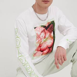 Bavlnené tričko s dlhým rukávom adidas Originals HC2126 biela farba, s potlačou