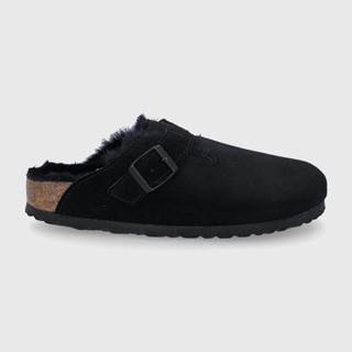 Semišové papuče Birkenstock čierna farba