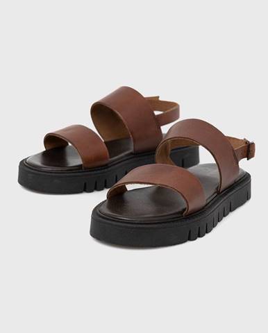 Kožené sandále Medicine dámske, hnedá farba,