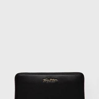 Kožená peňaženka Tommy Hilfiger dámska, čierna farba
